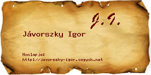 Jávorszky Igor névjegykártya