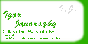 igor javorszky business card